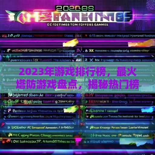 2023年游戏排行榜，最火塔防游戏盘点，揭秘热门榜单背后的精彩故事！